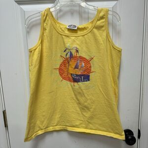 VTG Ron Jon Surf Shop Shirt Large Yellow Tank Top Y2K Made In USA